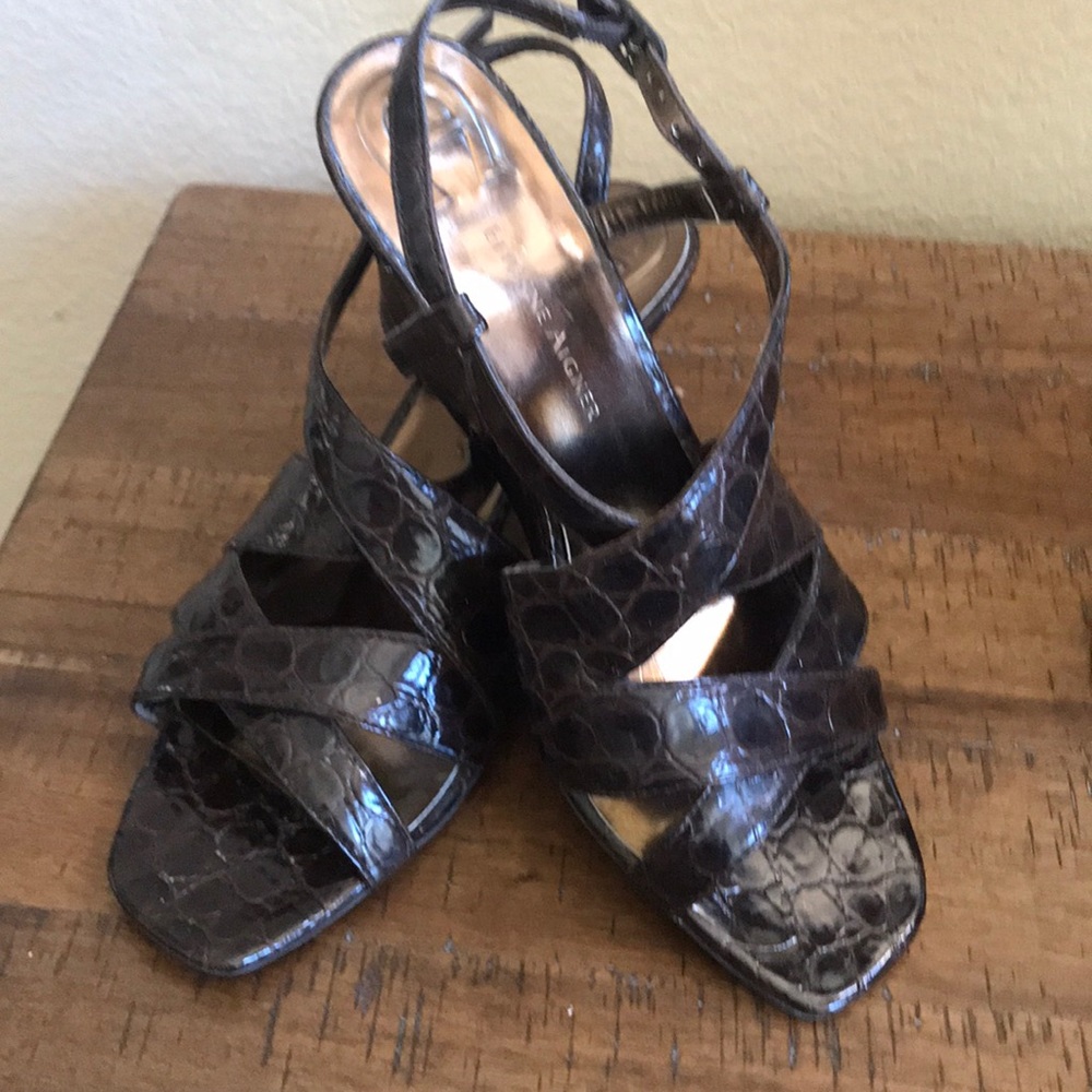 Etienne Aigner mock croc patent wedge